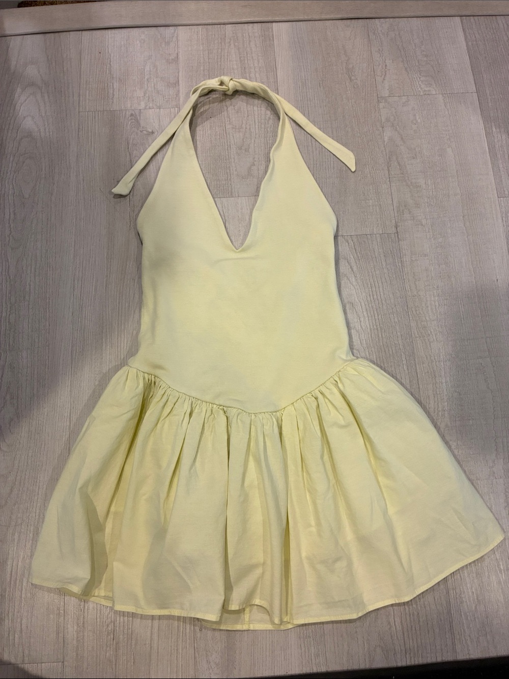 Zara Pale Yellow Halter Mini Dress